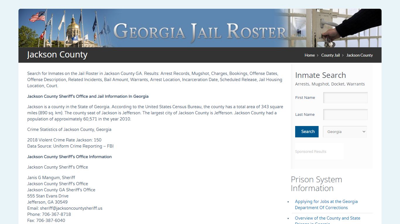 Jackson County | Georgia Jail Inmate Search